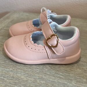 Pink Baby Shoes with Heart Buckle